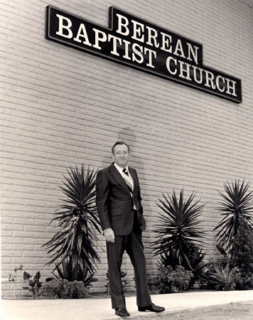 Ken posing in front of new Berean Baptist Church